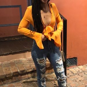 PLT Tangerine Tie Top